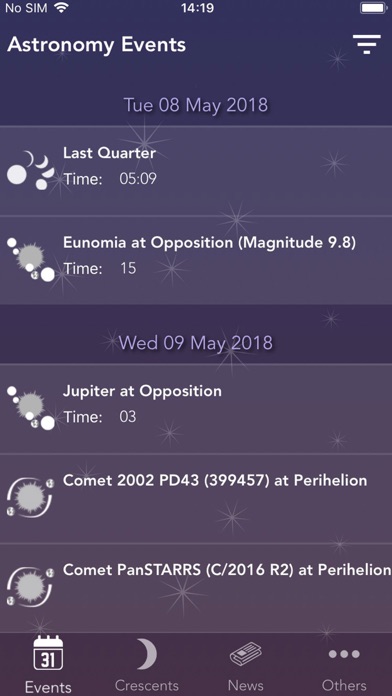 Astronomy Events with Push Screenshots