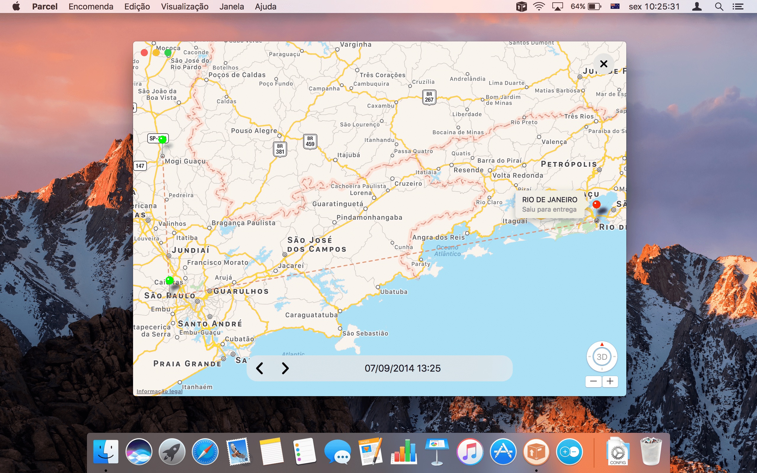 Screenshot do app Parcel