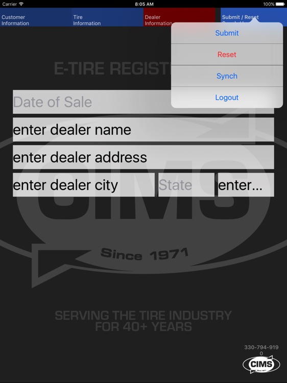 CIMS E-Tire Registration