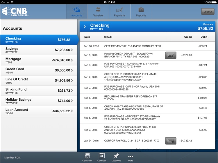 CNB Bank & Trust for iPad