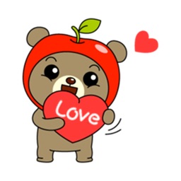 Cute Apple Bear Sticker