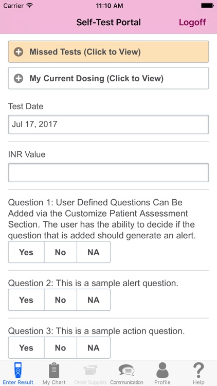 Alere CoagClinic® Self-Test Portal