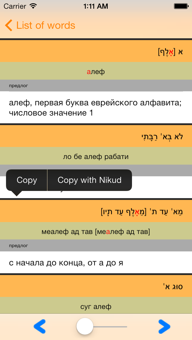 IRIS - mobile hebrew russian hebrew dictionary Screenshot 2
