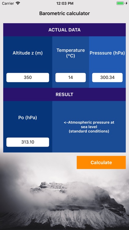 Barometric calculator