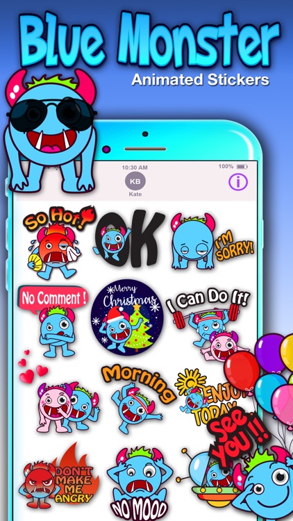 Blue Monster Animated Stickers