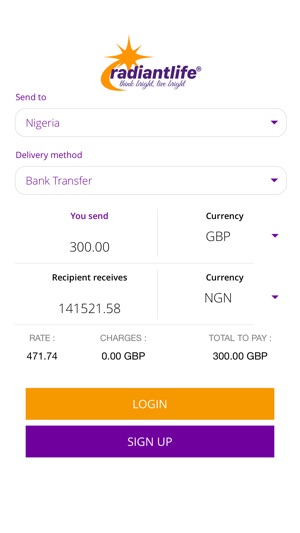 Radiantlife money transfer