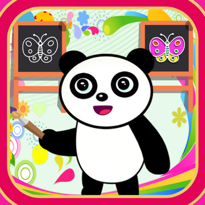 熊猫宝宝简笔画和填色的学前启蒙益智教育游戏