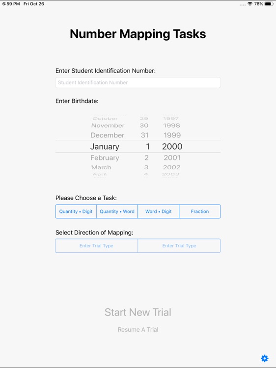 Number Mapping Trials