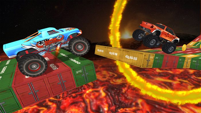 Monster Truck Stunts on Lava Real Racing