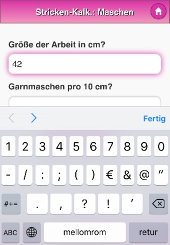Knitting-calculator screenshot 2