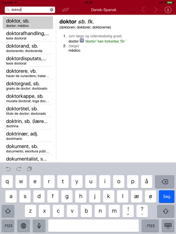 Gyldendal's Spanish Danish Dictionary - Medium screenshot 2