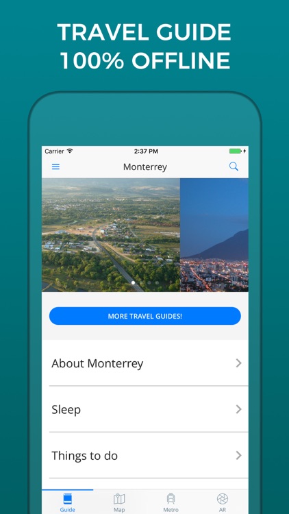 Monterrey Travel Guide with Offline Street Map