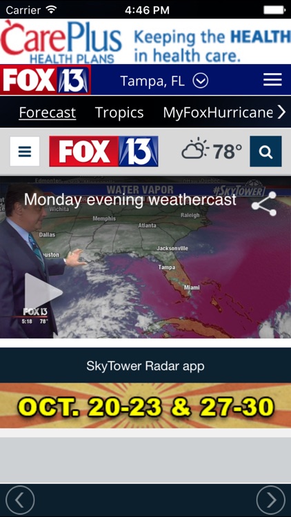 SkyTower Radar app from FOX 13
