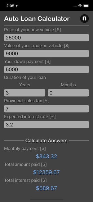 Auto Loan Calculator Plus