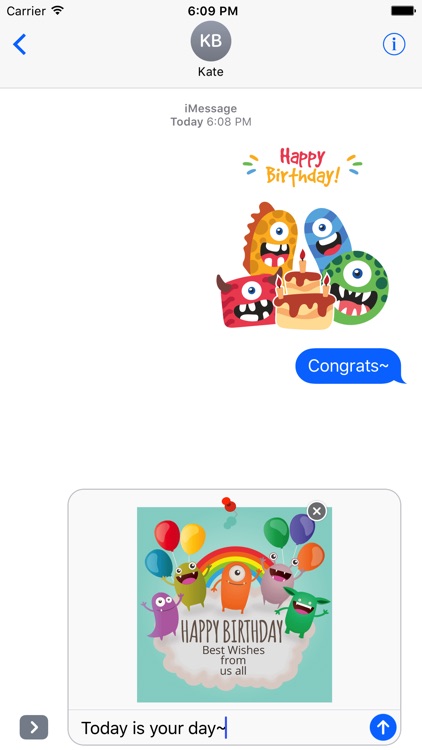 Birthdaye Card - Best Wishes with Cute Monsters
