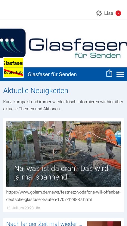 Glasfaser für Senden