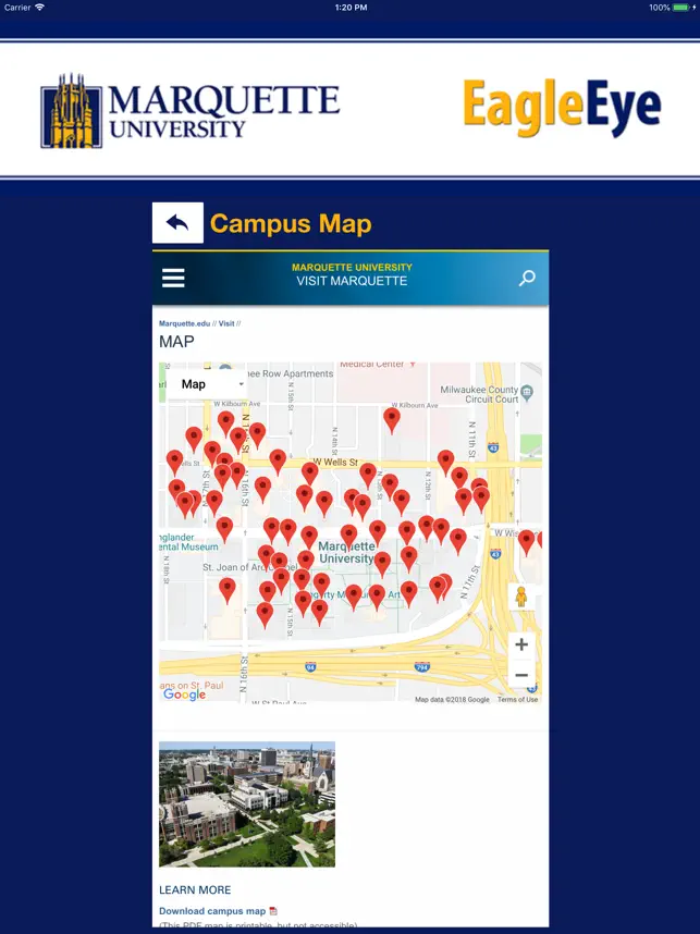 Skærmoptagelse 5 EagleEye -Marquette University iphone
