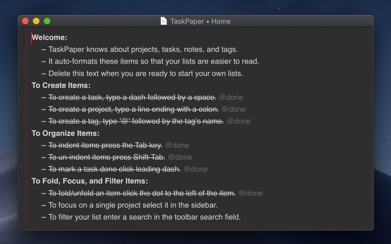 TaskPaper – Plain text to-dos