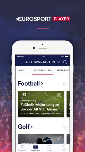 eurosport player programm