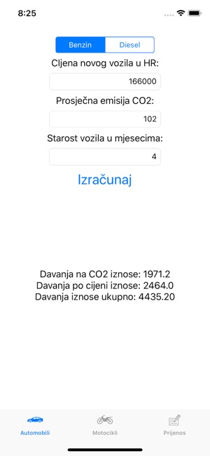 PPMV Izračun davanja za vozila