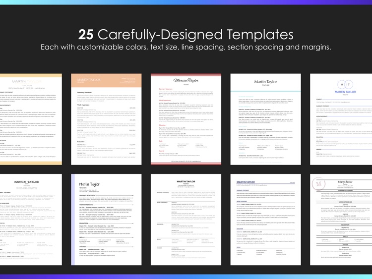 Resumes by Nobody - Resume Builder, 25 Templates