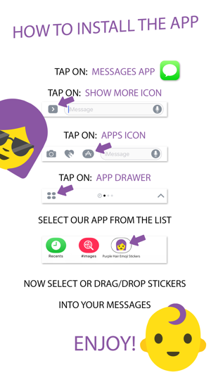 Purple Hair Emoji Stickers(圖4)-速報App