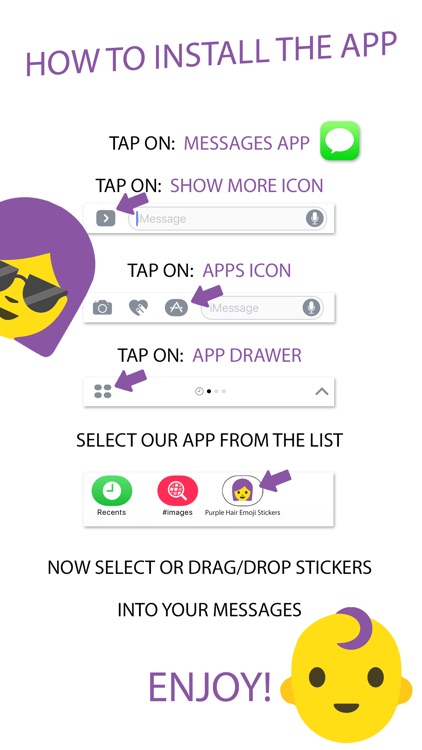 Purple Hair Emoji Stickers screenshot-3