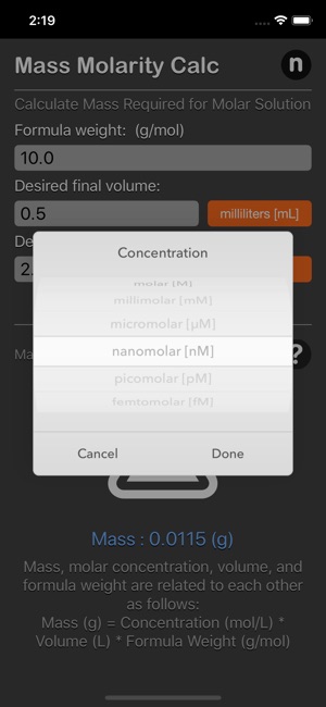 Mass Molarity Calculator(圖5)-速報App