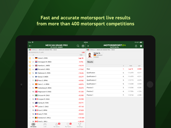 Motorsport 24 - live results screenshot