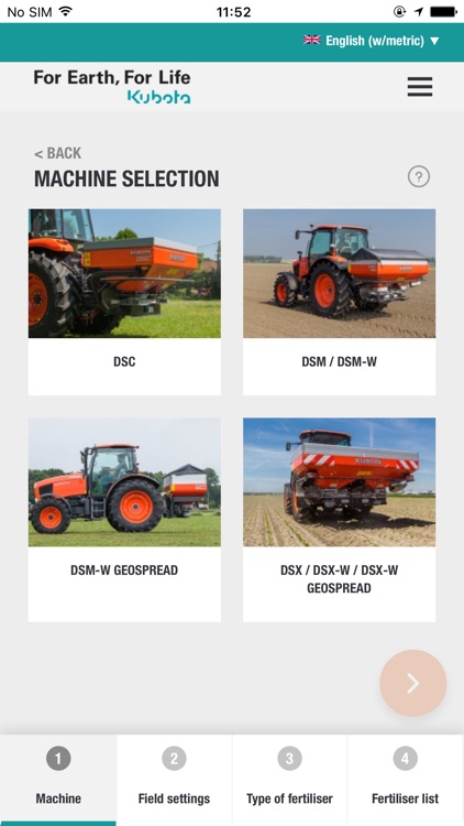 Kubota Spreading Charts