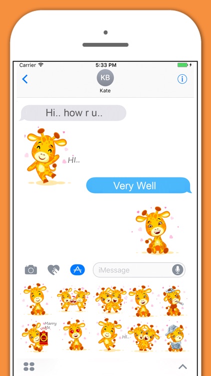 Cute Giraffe Animal Stickers for iMessage
