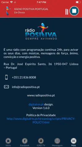 Game screenshot Rádio Positiva Portugal apk