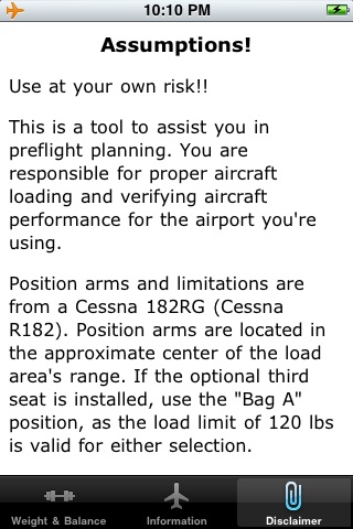 Cessna 182RG (Cessna R182) Weight and Balance C... screenshot 4