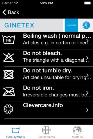 GINETEX Pflegesymbole screenshot 2