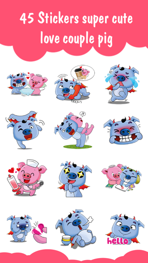 Love Couple Pig Cute Sticker(圖1)-速報App