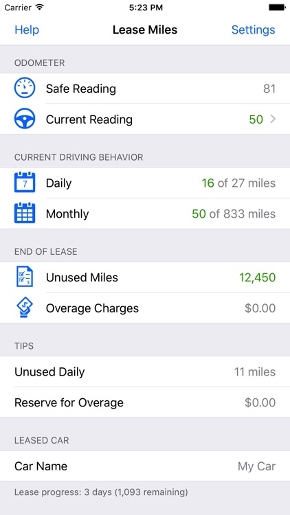Lease Miles Tracker and Overage Calculator