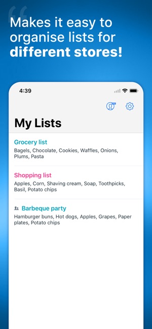 grocery store list