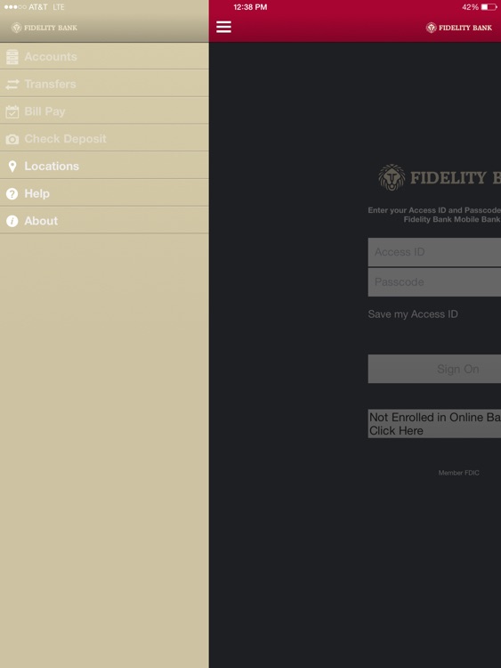 Fidelity Bank Mobile Banking iPad Version