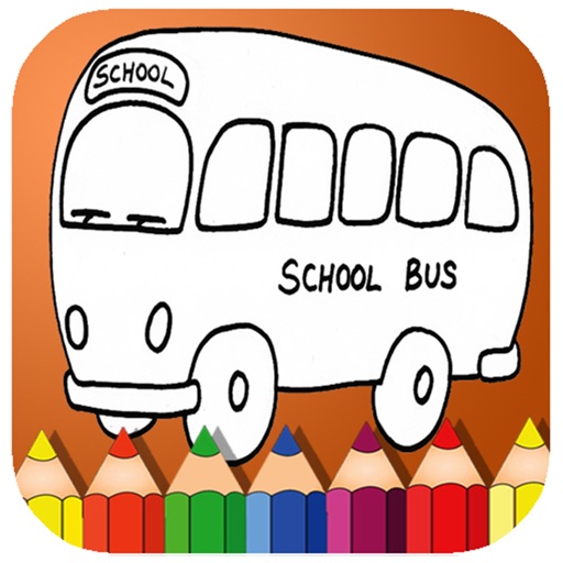 Coloring Book School Bus Cartoon Painting icon