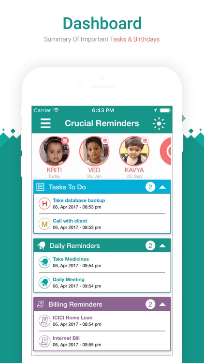 Crucial Reminders App