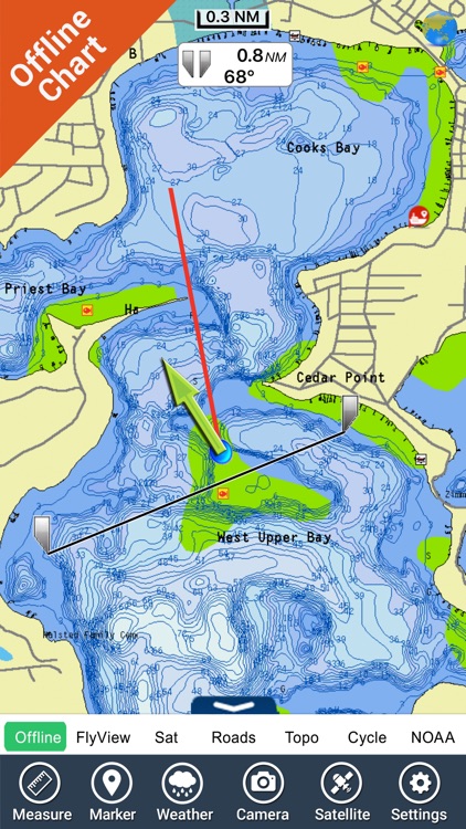 Lake Minnetonka GPS map offline fishing charts