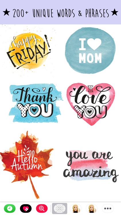 Watercolor Text Emoji Stickers