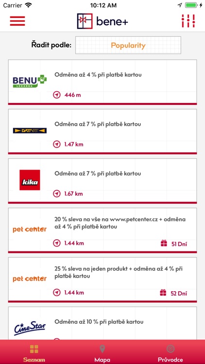 bene+ odměny a slevy