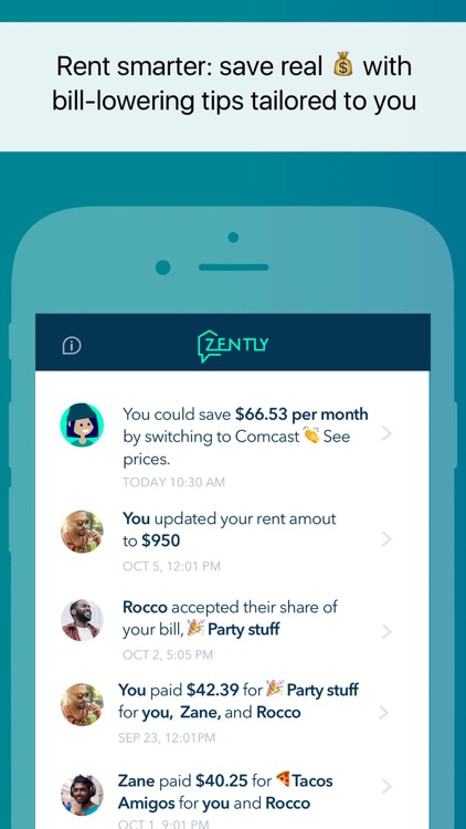 Zently: Split bills, pay rent screenshot-0
