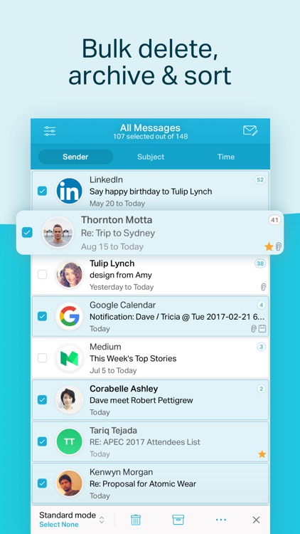 Chuck Email: Organized Mailbox
