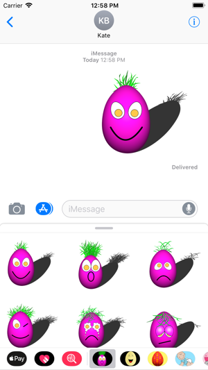 Purple Egg Face Sticker Pack