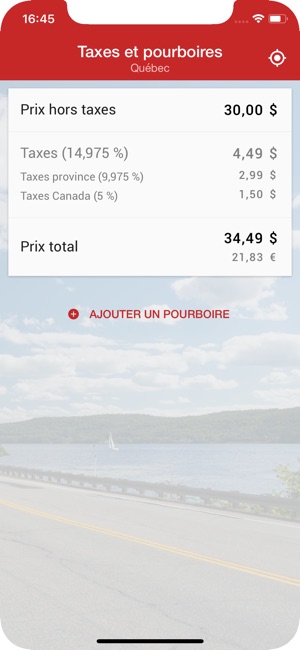 Taxes et pourboires au Canada