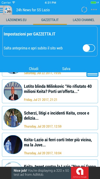 24h News for SS Lazio