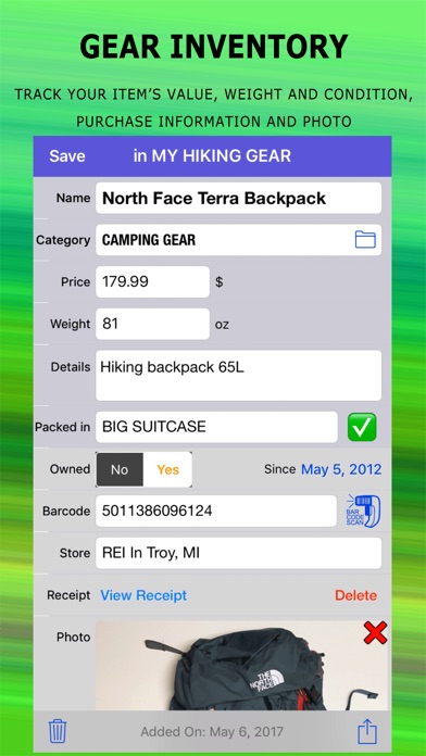 Gear Inventory - Hike & Travel screenshot 3