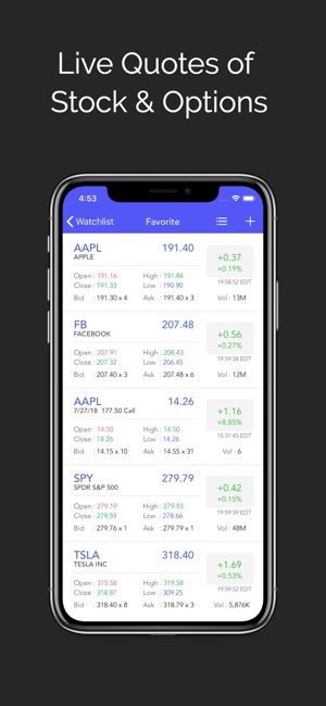Stock options app